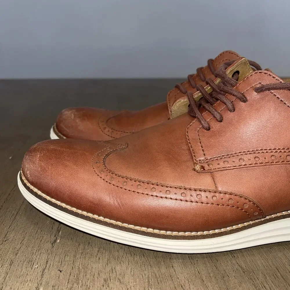 Cole Haan Mens Size 12M OriginalGrand Wingtip Oxfords Brown Leather C26471